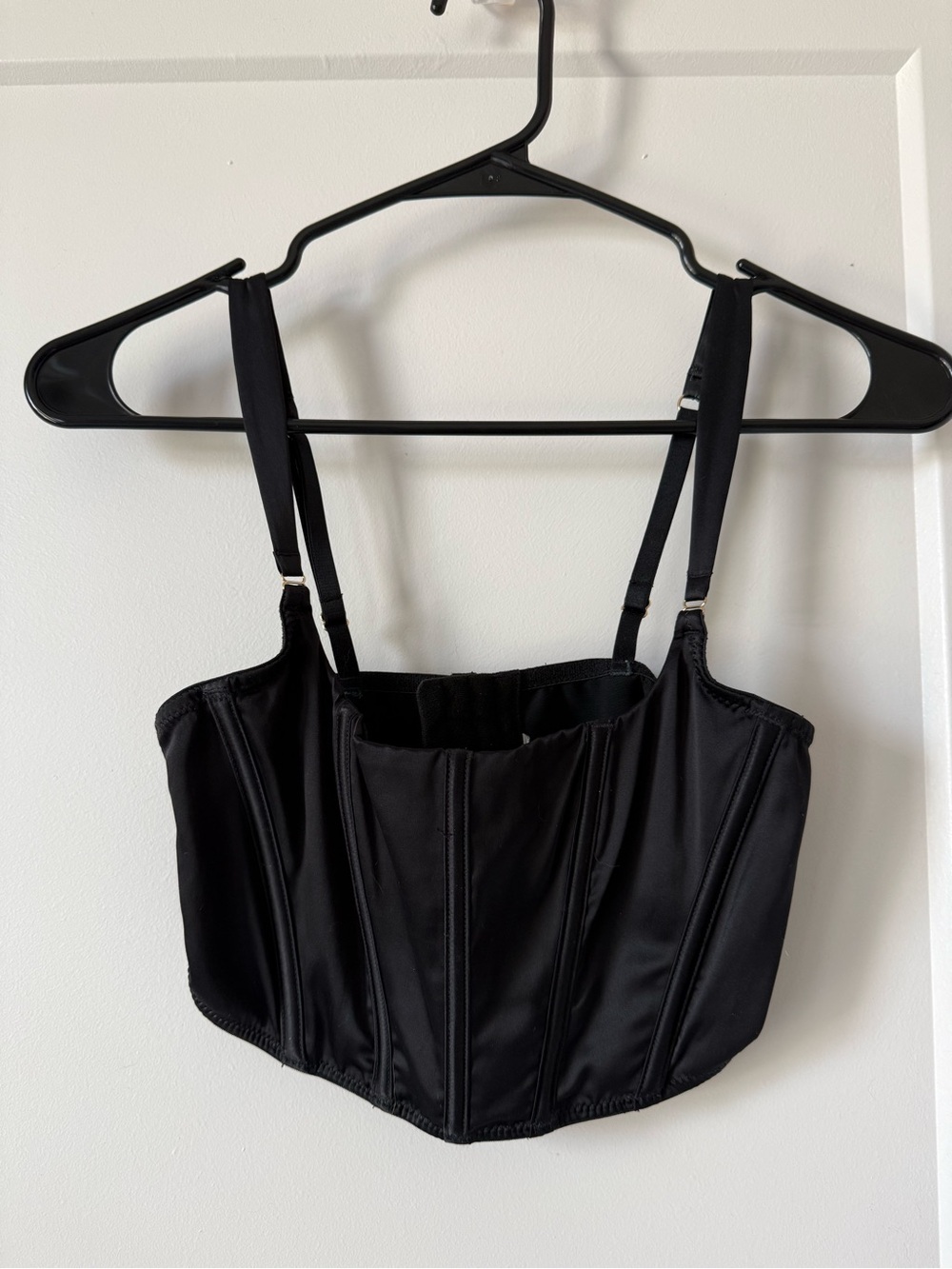 Black Corset-Style Crop Top with Adjustable Straps